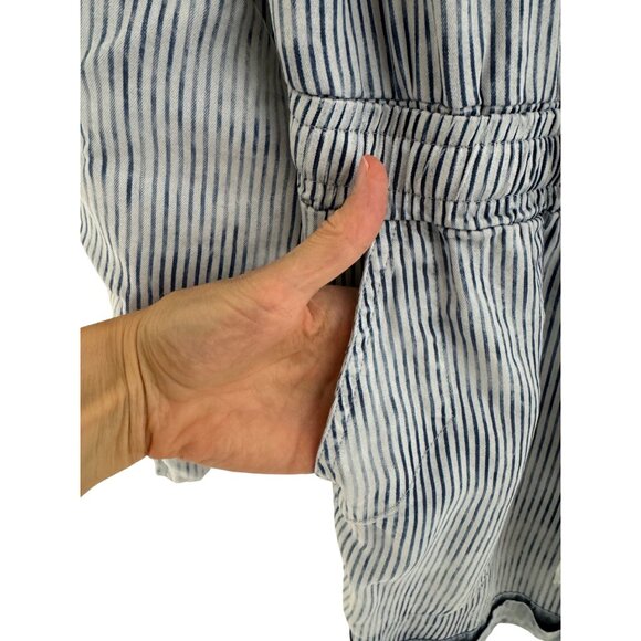 Anthropologie Stella Sky Piper Denim‎ Chambray Striped Shorts Romper Size M New - Picture 7 of 10